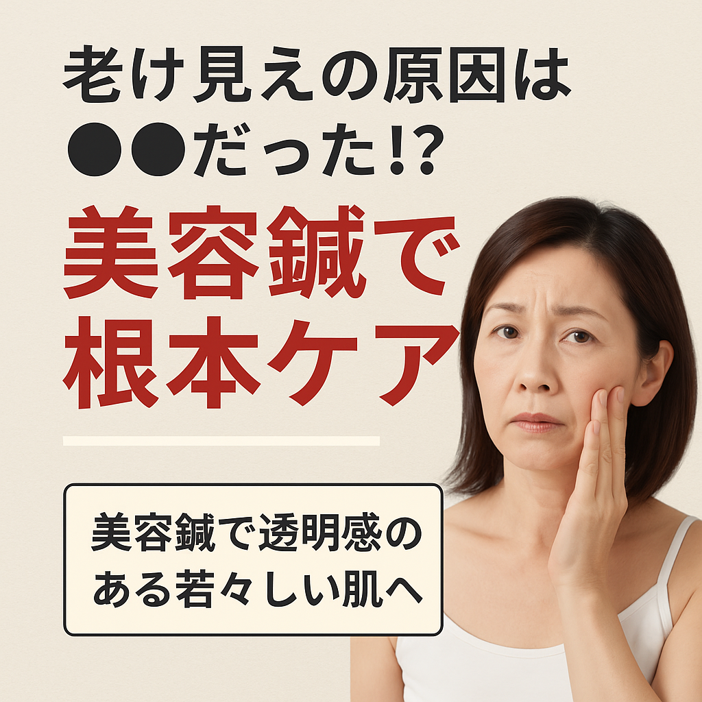 浜松の美容鍼灸院が提供する“老け見え”改善のアイキャッチ画像。美容鍼で血流や肌質を整えるイメージ
